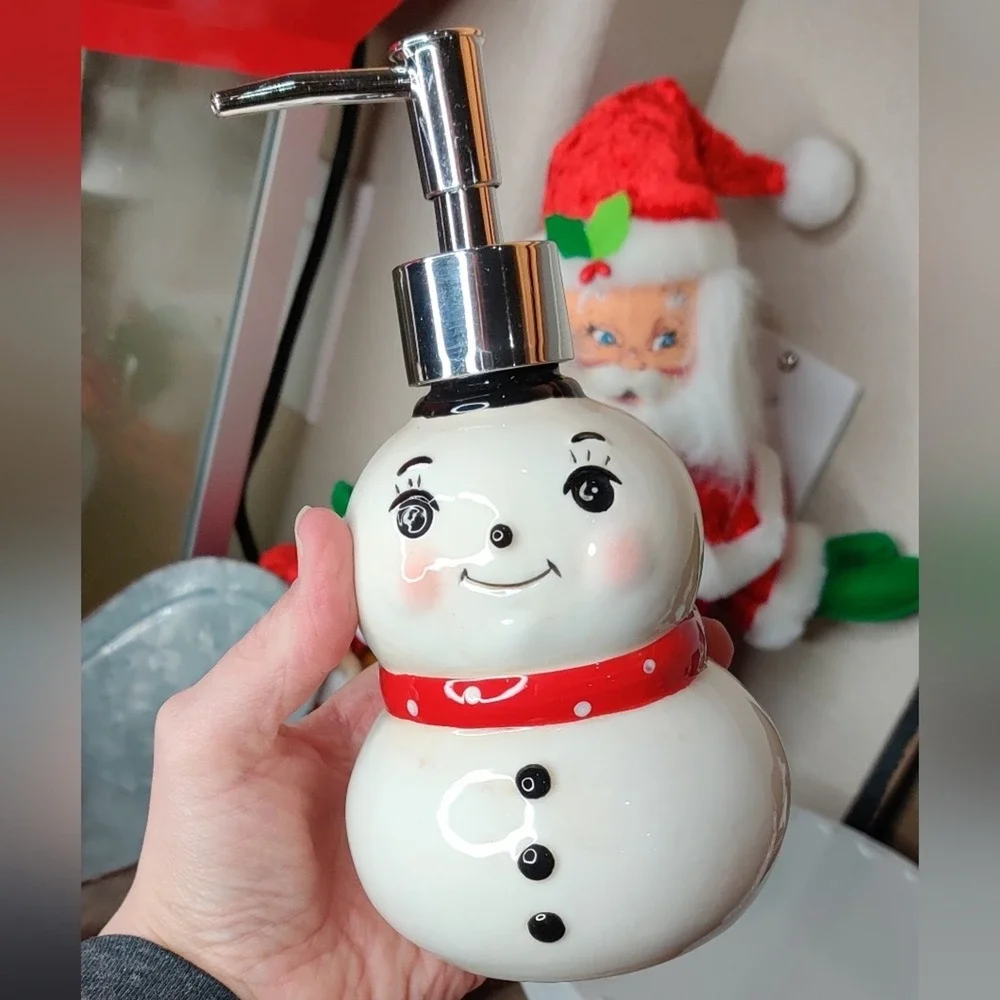 Johanna Parker Retro Conrad Snowman Christmas‎ Soap Pump Dispenser DISCONTINUED